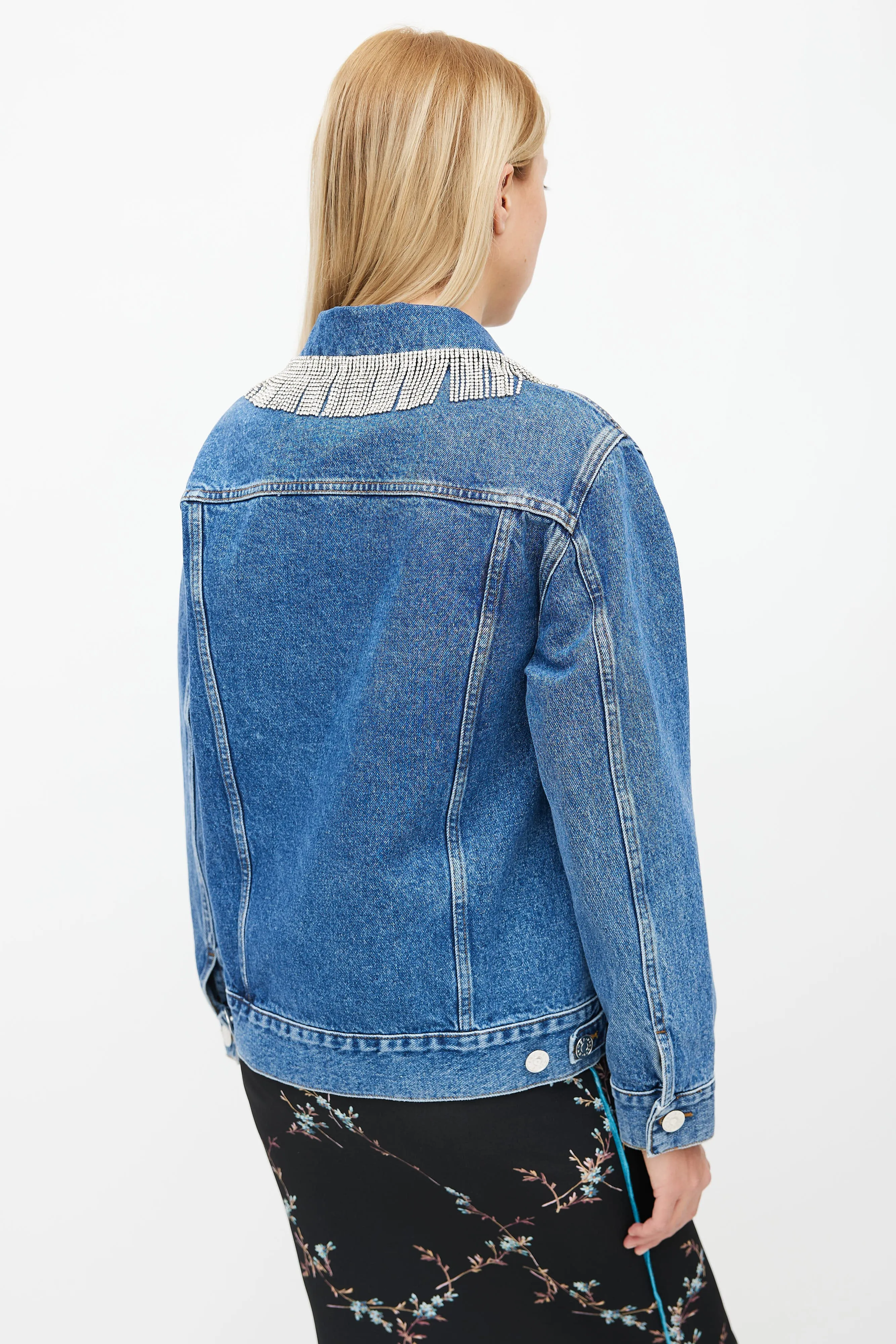 Blue Denim & Silver-Tone Fringe Jacket