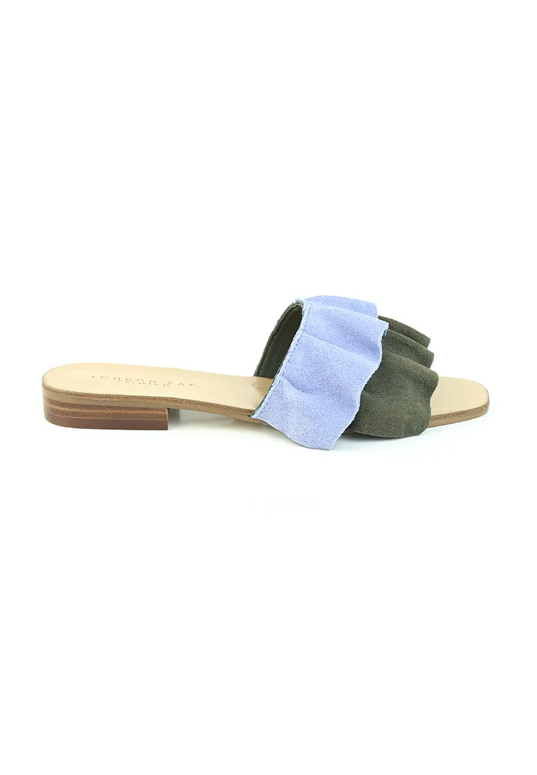 Blue - Green Flat Frill Slip-On Sandal