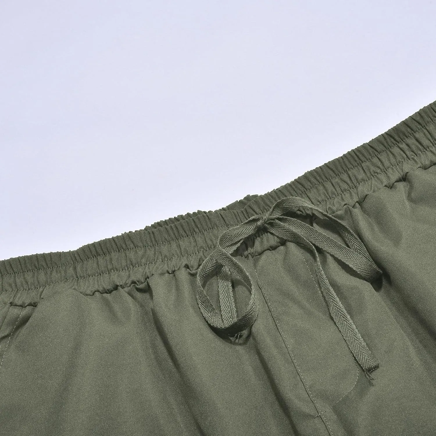 CRNTCEM Straight Cargo Pants for Men Outdoor Hiking Work Pants Elastic Waist Athletic Workout Chinos Casual Pants