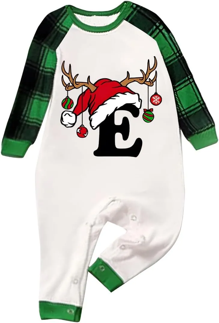Family Christmas Pajamas Matching Sets Xmas Alphabet Pjs for Families 2025 Cute Long Sleeve Jammies Holi Sleepwear
