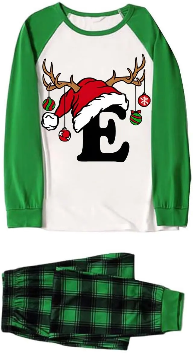 Family Christmas Pajamas Matching Sets Xmas Alphabet Pjs for Families 2025 Cute Long Sleeve Jammies Holi Sleepwear