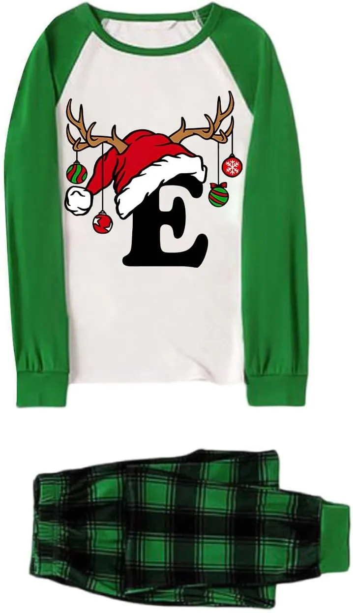 Family Christmas Pajamas Matching Sets Xmas Alphabet Pjs for Families 2025 Cute Long Sleeve Jammies Holi Sleepwear