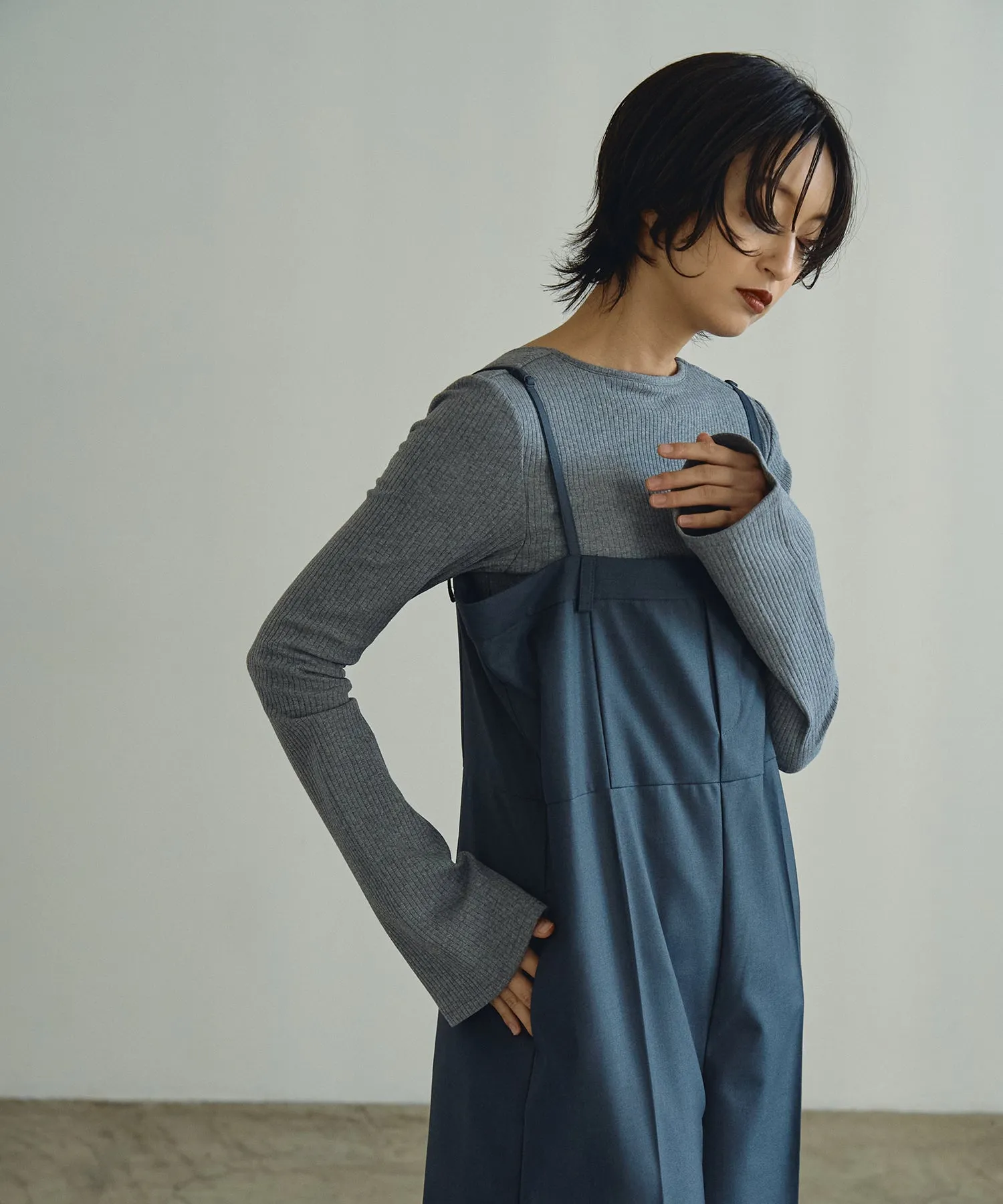 Flare Sleeve Back Open Rib Tops