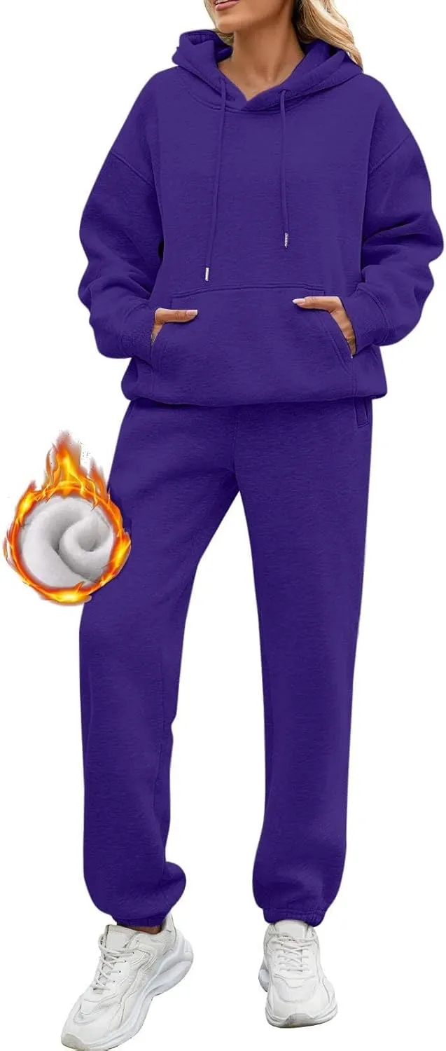 FQZWONG Sweatsuits Women 2 Piece Outfit Oversized Hoodies and Baggy Sweatpants with Pockets Lounge Fall Winter Tracksuits