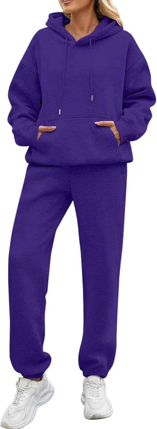 FQZWONG Sweatsuits Women 2 Piece Outfit Oversized Hoodies and Baggy Sweatpants with Pockets Lounge Fall Winter Tracksuits
