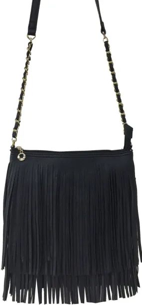 Fringe Factor Boho Crossbody (Black)