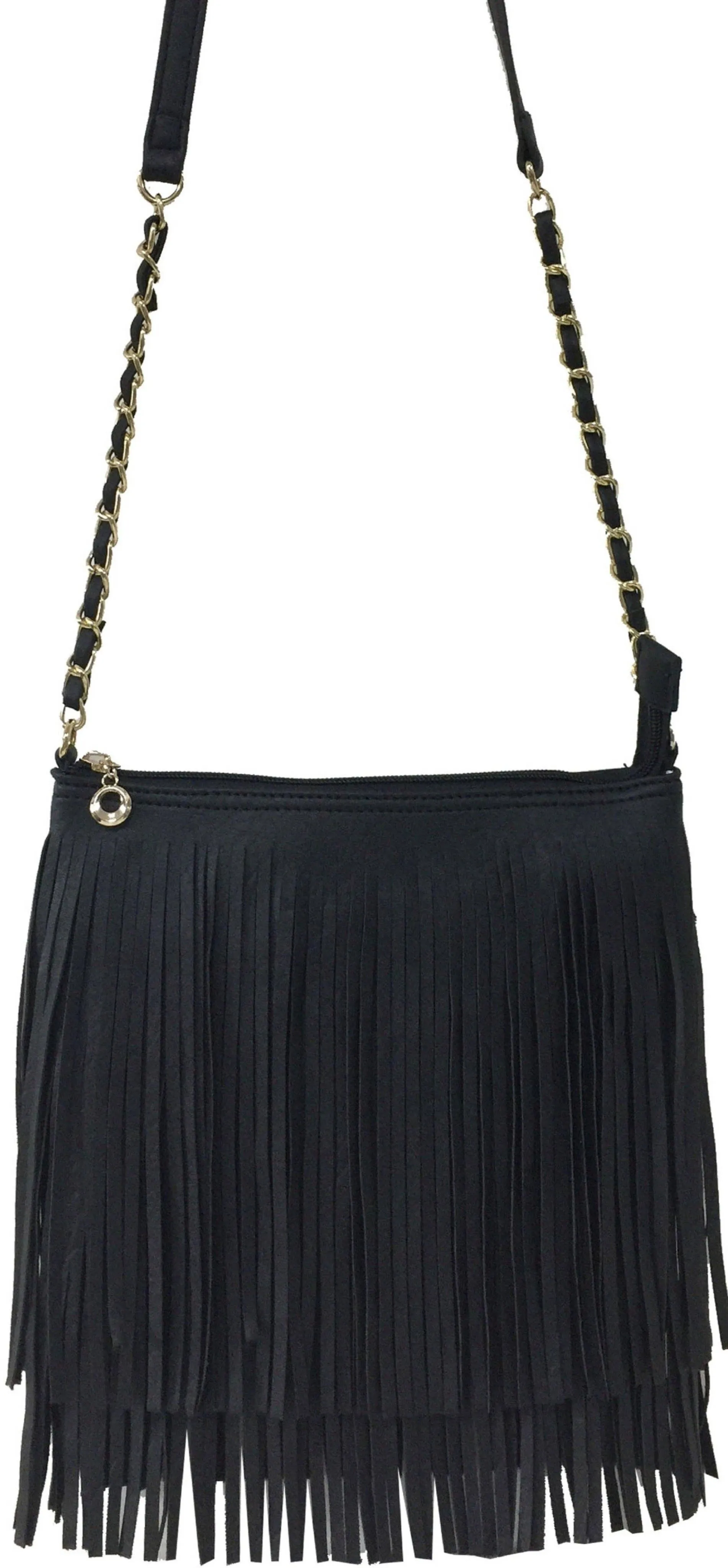 Fringe Factor Boho Crossbody (Black)