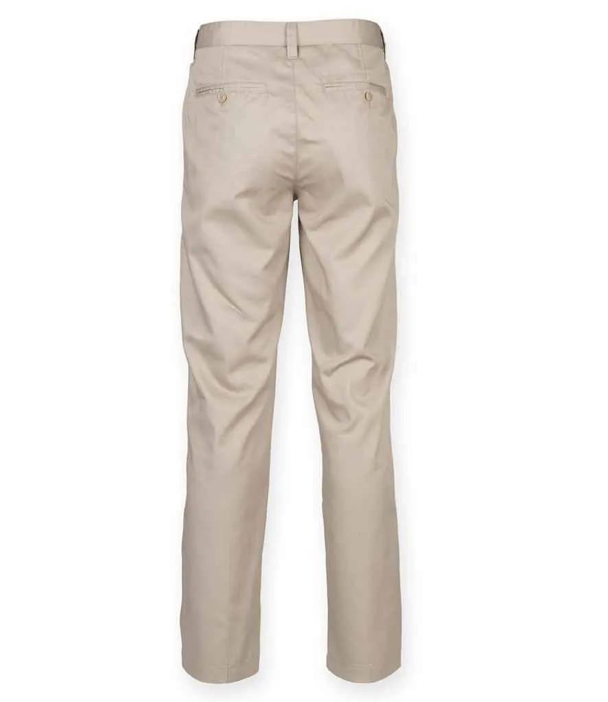 Henbury 65/35 Flat Fronted Chino Trousers | Stone