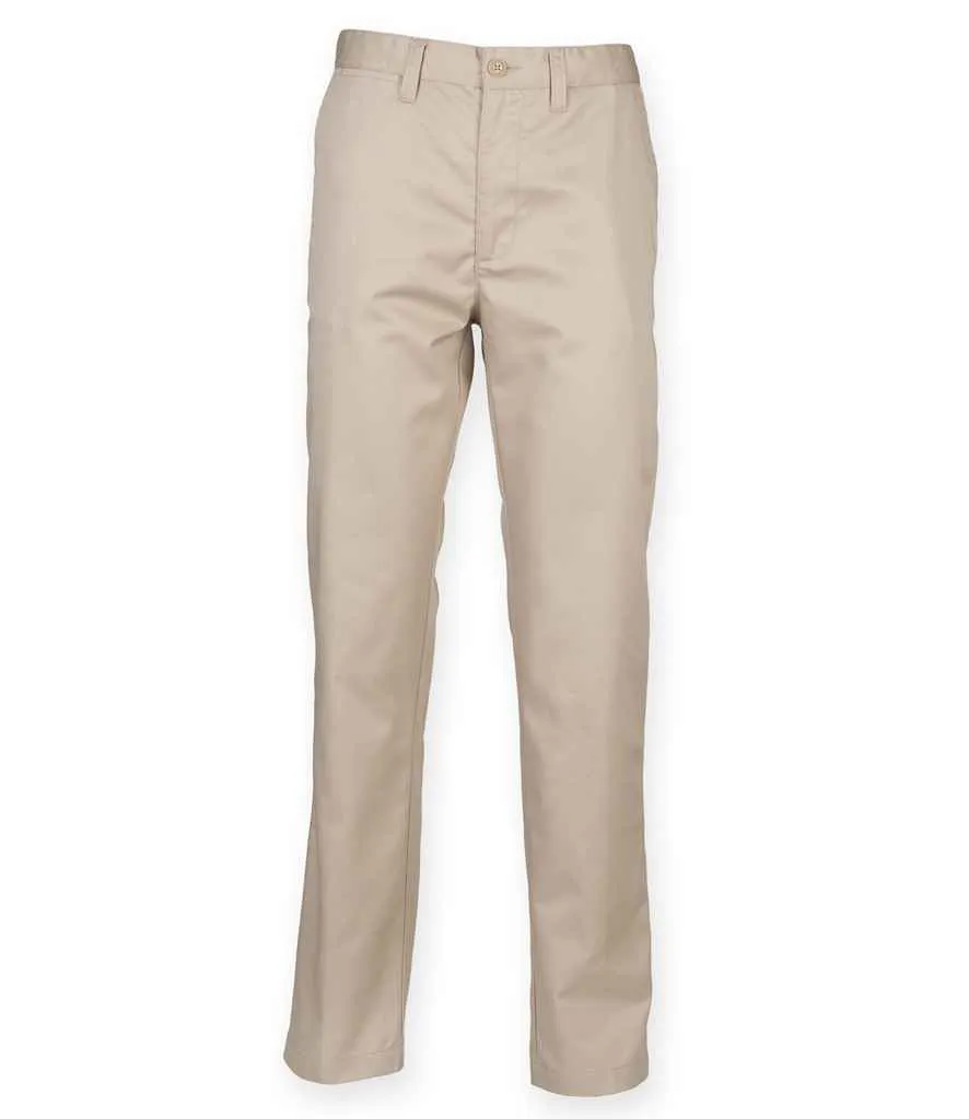 Henbury 65/35 Flat Fronted Chino Trousers | Stone