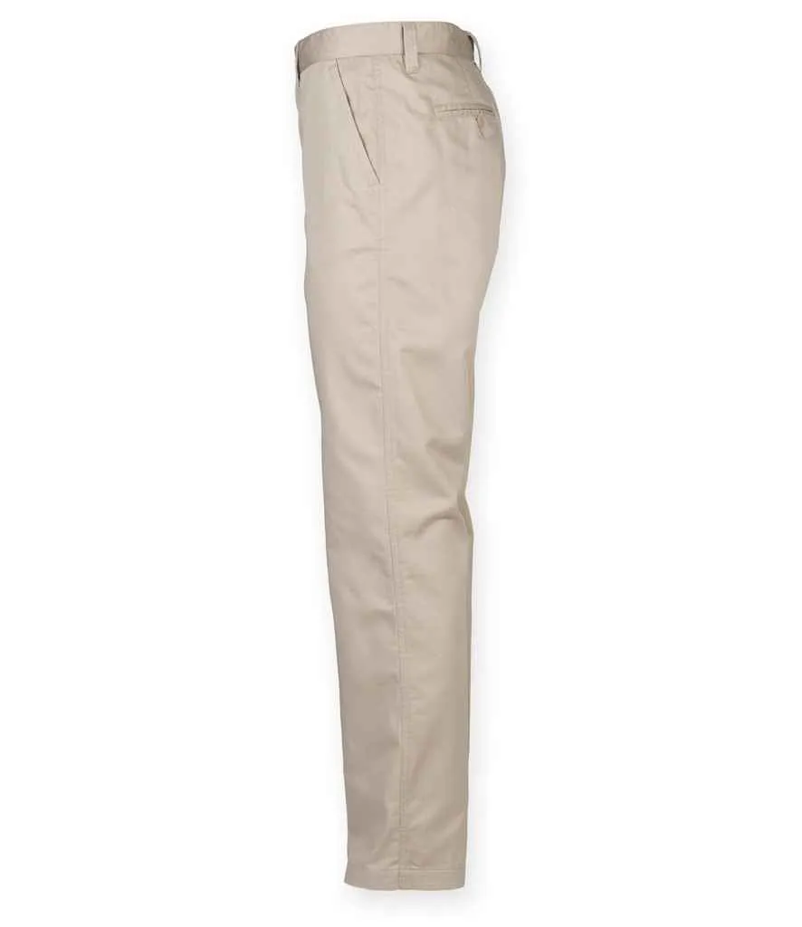 Henbury 65/35 Flat Fronted Chino Trousers | Stone
