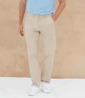 Henbury 65/35 Flat Fronted Chino Trousers | Stone