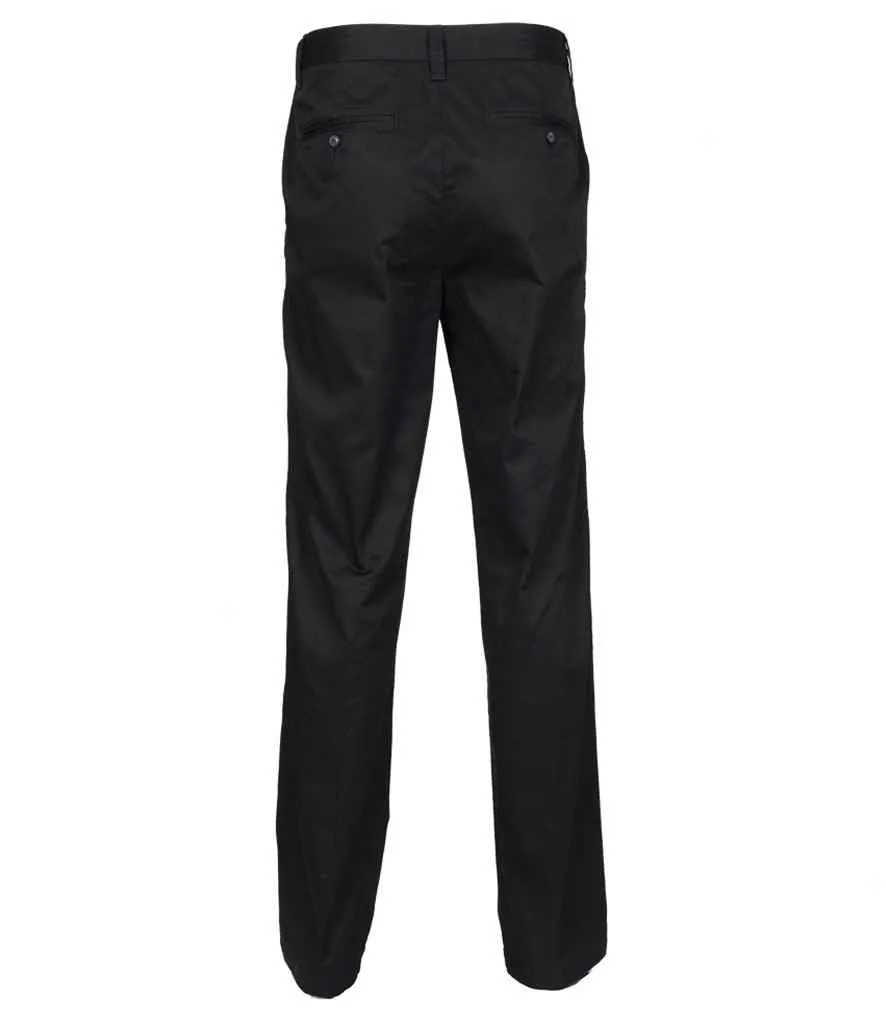 Henbury Ladies 65/35 Flat Fronted Chino Trousers | Black