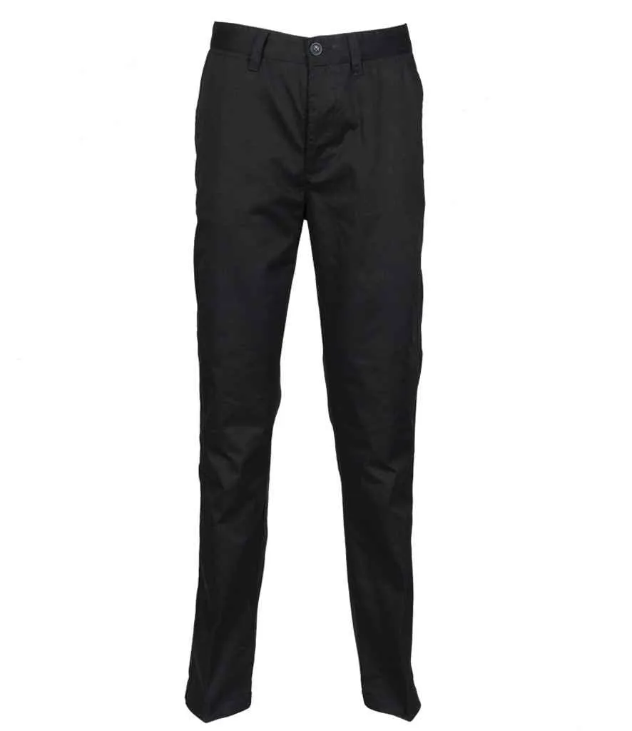 Henbury Ladies 65/35 Flat Fronted Chino Trousers | Black