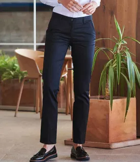 Henbury Ladies 65/35 Flat Fronted Chino Trousers | Black