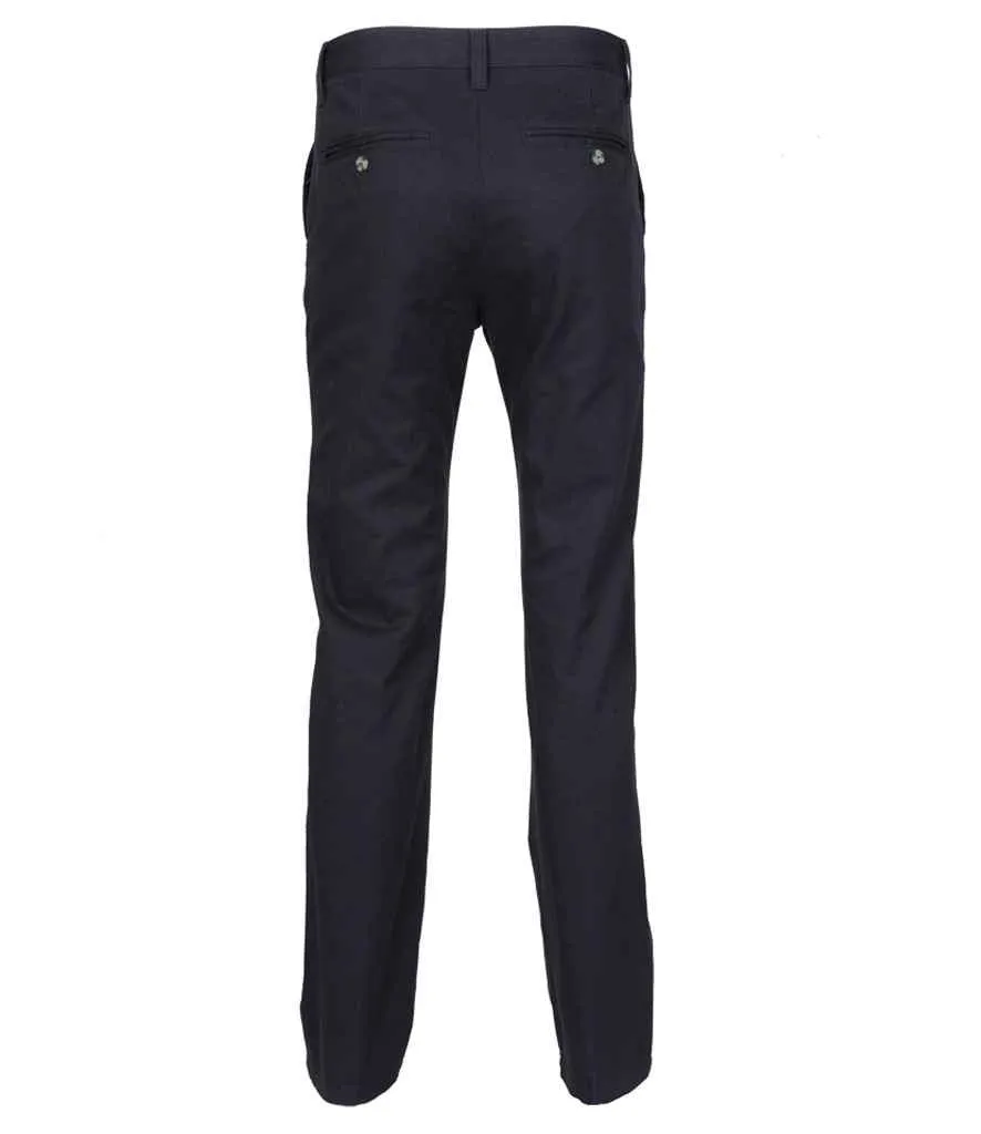 Henbury Ladies 65/35 Flat Fronted Chino Trousers | Navy