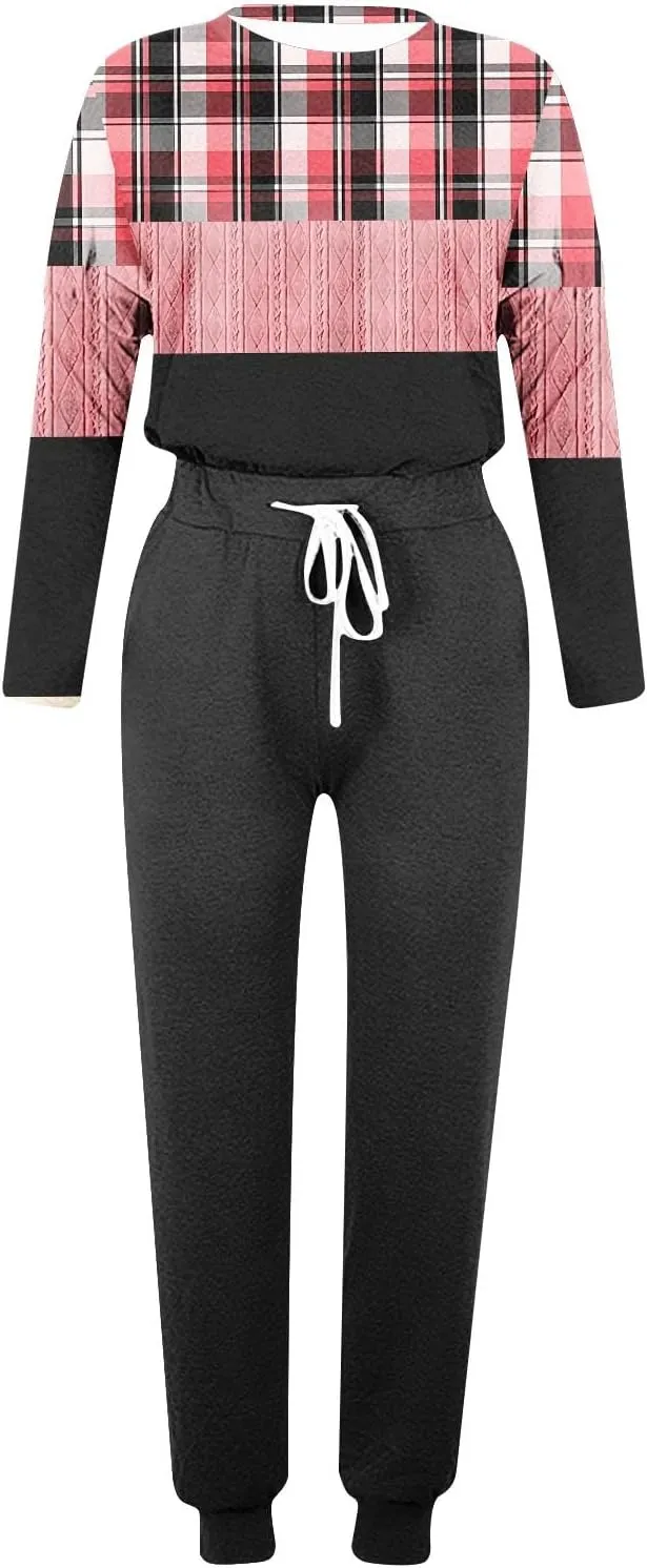 Silk Satin Pajamas Set Women Women's Two Outfit Long Sleeve Crewneck Pullover Tops and Long Pants Tracksuit Camisole