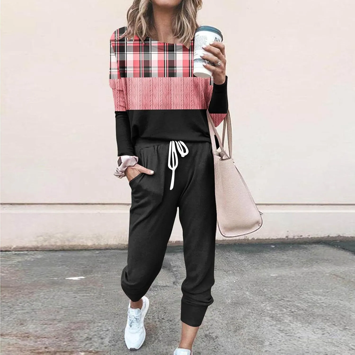 Silk Satin Pajamas Set Women Women's Two Outfit Long Sleeve Crewneck Pullover Tops and Long Pants Tracksuit Camisole
