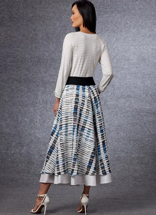 V1705 Misses' Top & Skirt (size: A-B-C-D-E-F-G-H-I-J)