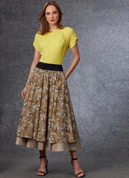V1705 Misses' Top & Skirt (size: A-B-C-D-E-F-G-H-I-J)